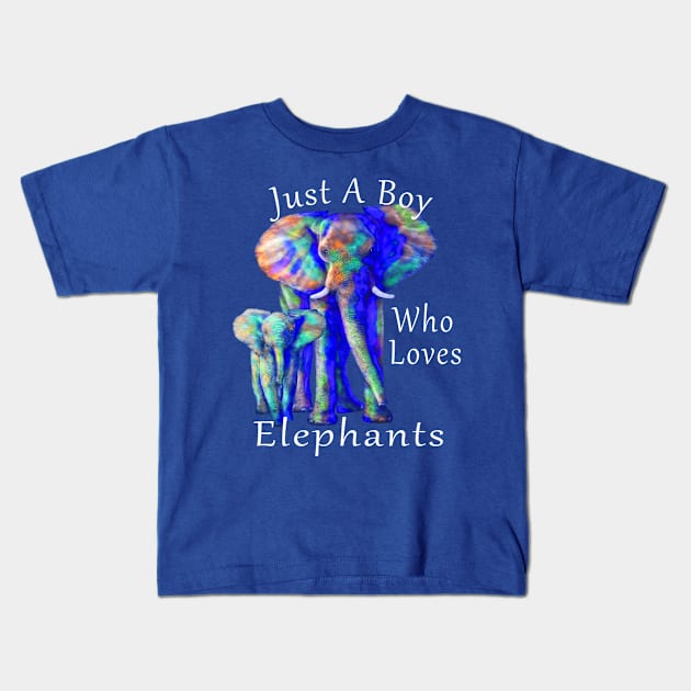 Just A Boy Who Loves Elephants Kids T-Shirt by macdonaldcreativestudios